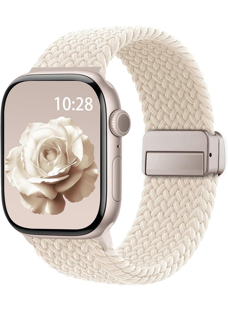 general Braided Stretchy Band Compatible with Apple Watch Bands 38mm 40mm 41mm 42mm 44mm 45mm 46mm 49mm Women Men, Soft Nylon Solo Loop Magnetic Sport Strap for iWatch Series 11 10 9 8 7 6 5 4 3 2 1 SE Ultra - Image 1